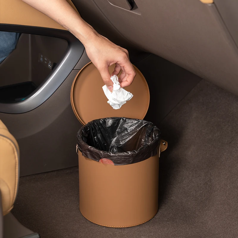 Car trash can Leather storage bucket For Mercedes Benz, BMW, Audi, Hyundai, Ford, Toyota, Honda, Tesla Storage car accessories