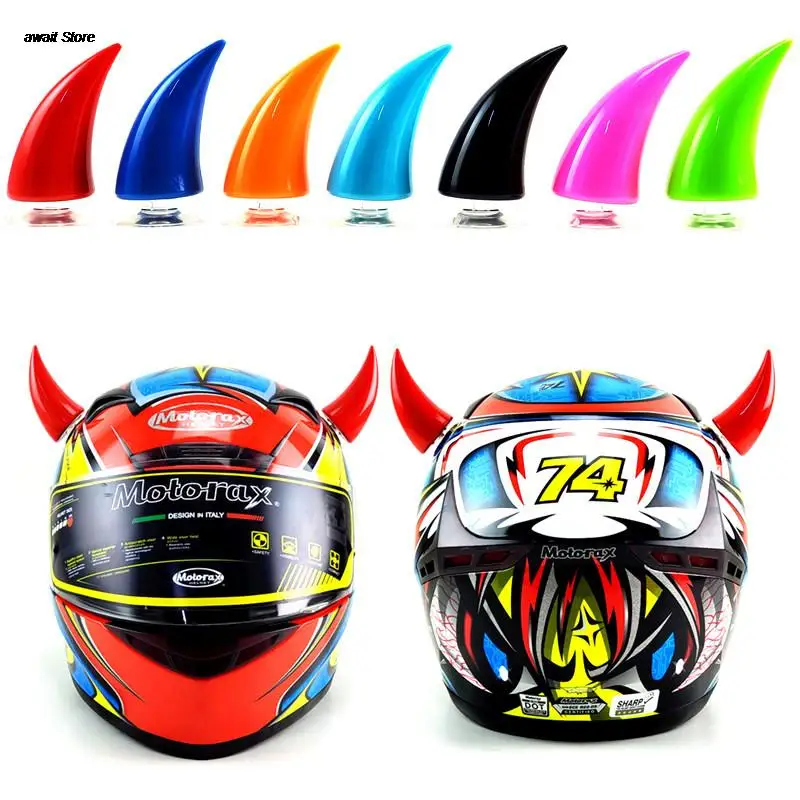 

1PC Devil Horn Bike Motorcycle Helmet Corner Double-sided tape Resilient Plastic Headwear Rubber Horns Decoration Accessories