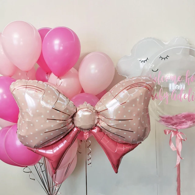 Ballon en aluminium avec nœud papillon pour filles, ballon en