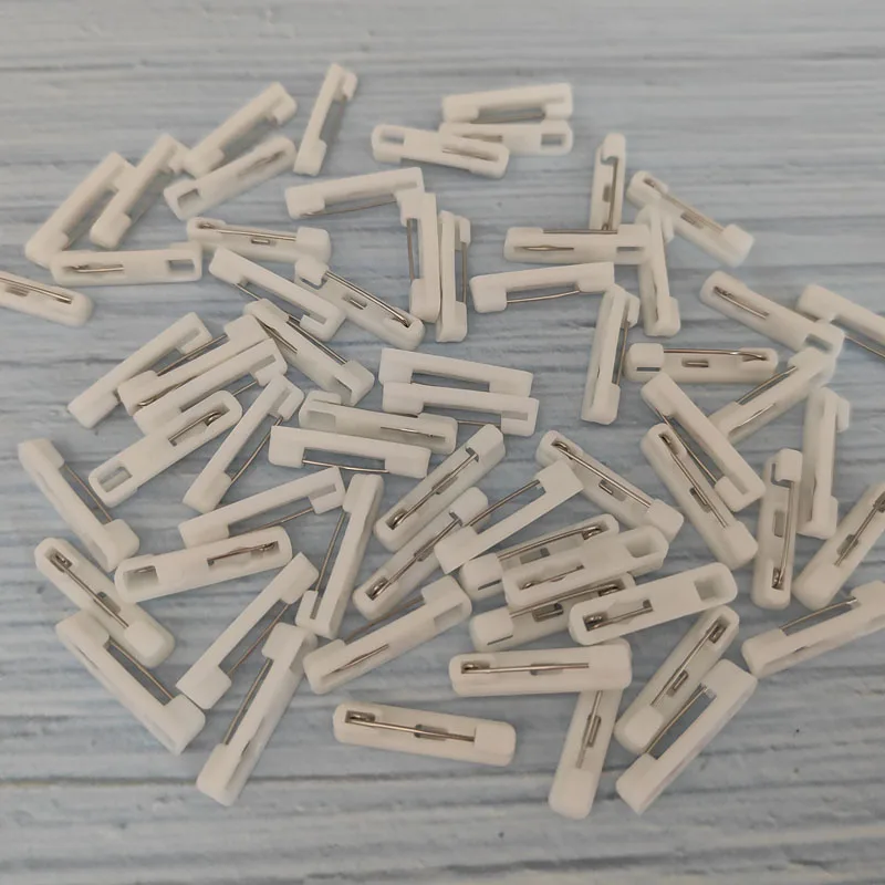 200pcs DIY 웨딩 브로치 만들기 ID 배지 홀더 교체 액세서리에 대 한 흰색 플라스틱 안전 브로치 핀 바