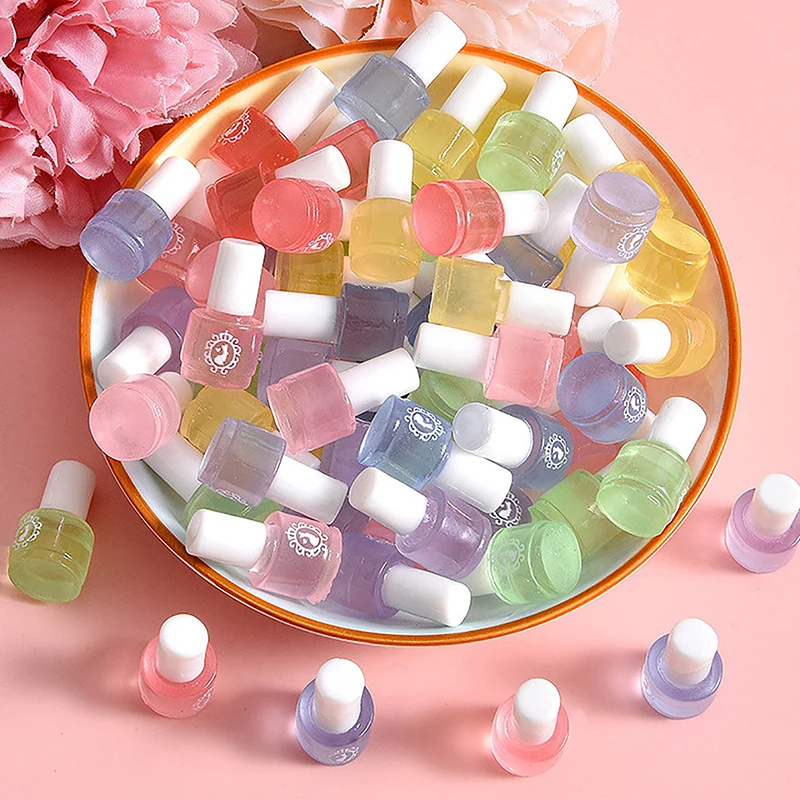 Luminous Thermal Resin nail polish bottle charms Polish Varnish Soak Off UV Gel All for manicure DIY 5Pcs resin toy accessories