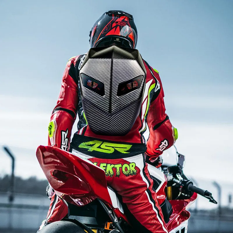 Rider Motorcycle LED Backpack Light Bluetooth Carbon Fiber