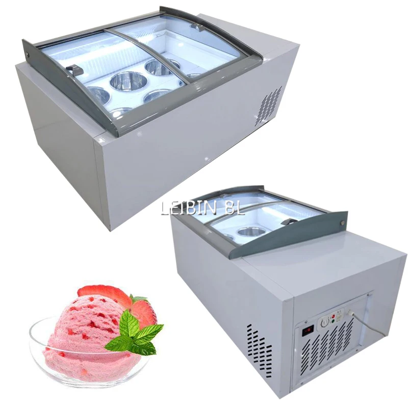 

New Commercial Desktop Ice Cream Display Cabinet With Glass Sliding Door Freezer