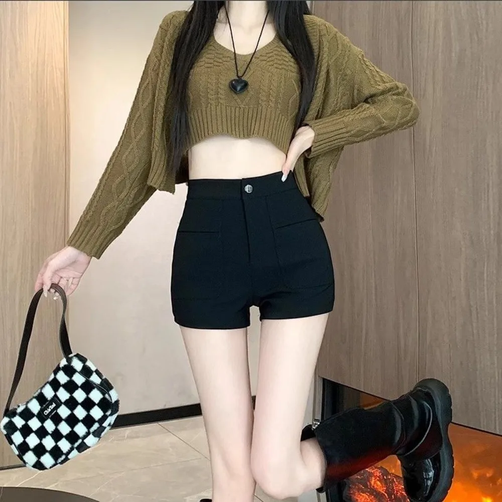 Women's Tight Elastic Shorts Invisible Open Crotch Outdoor Sex Hot Pants for Spicy Girls High Waisted Casual Pants