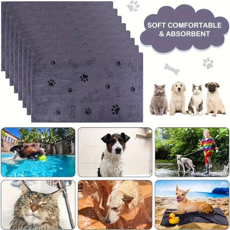 2-Pack Quick-Drying Dog Towels Microfiber Absorbent Pet Bath and Grooming Towels Soft Polyester Fiber Suitable for Dogs Bath Towel Pet Bath Towel