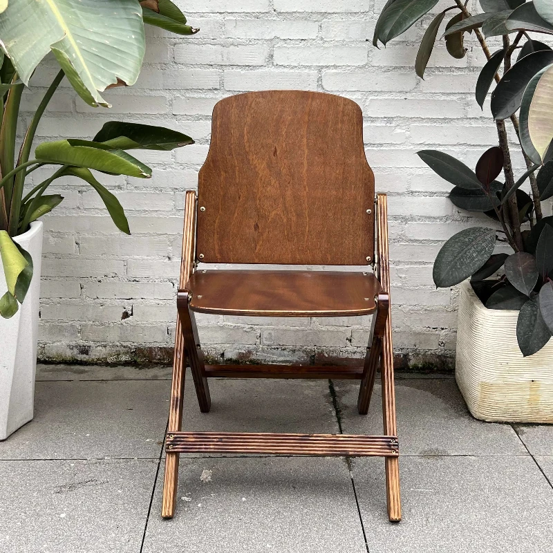 Vintage Solid Wood Living Room Chair Durable Painted Folding Seat Cafe and Dessert Chair Sturdy Home Furniture for Indoor Use