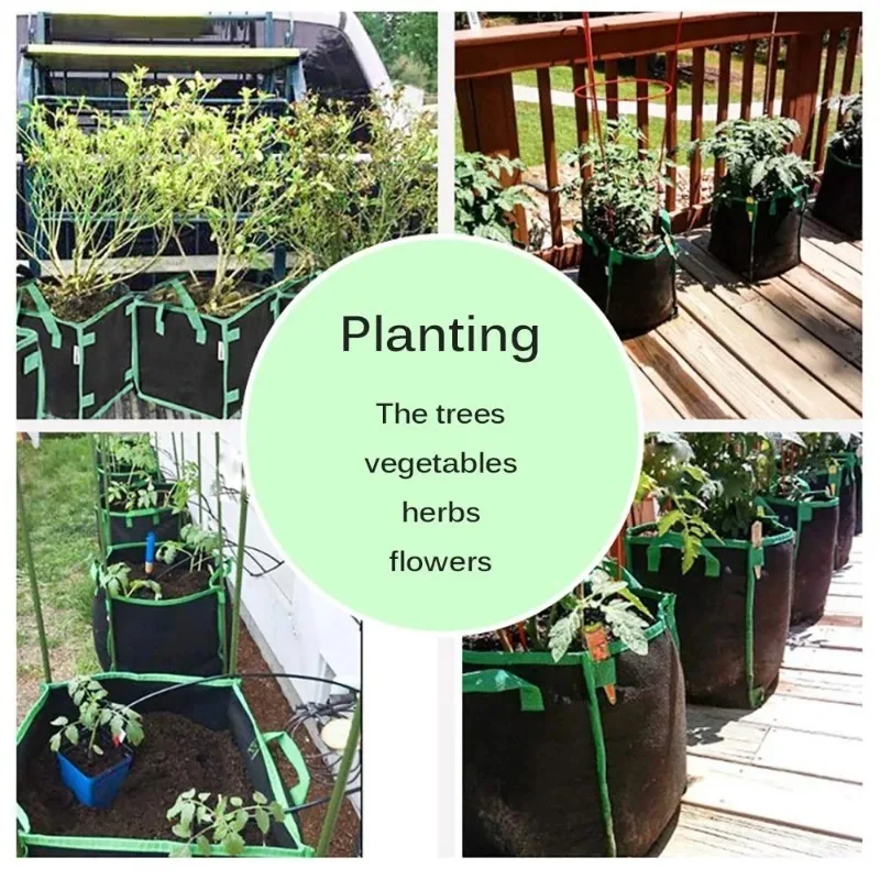 Square Planting Bag Non-woven Fabric Sports Seedling Pot Gardening Plant Growth Bag Indoor  Outdoor Garden Plant Planting Bucket