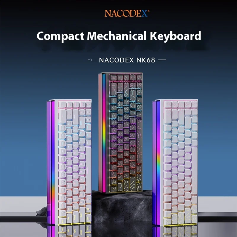 Hot Nk68 Black Knight Ajazz Magnetic Axis Mechanical Colorful Keyboard Wired Office Computer Esports Game High Performance Gifts 2