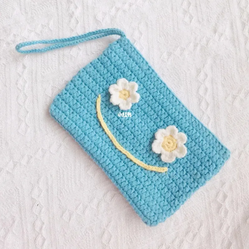 2pcs/Hand woven handbag, daisy bag, key bag, mobile phone bag, zero wallet, convenient storage bag, card bag