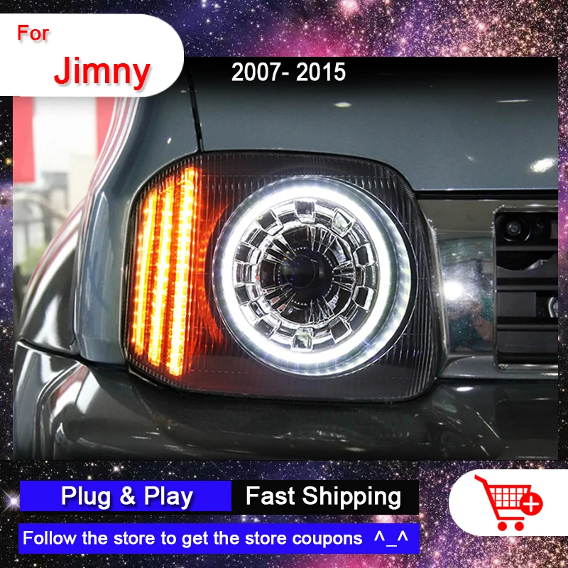 

Модернизированные Автомобильные фары для SUZUKI Jimny 2007-2015, фары головного света, дневные ходовые огни, движущиеся указатели поворота, Bi-focus, стандартная линза, автоматическая сборка