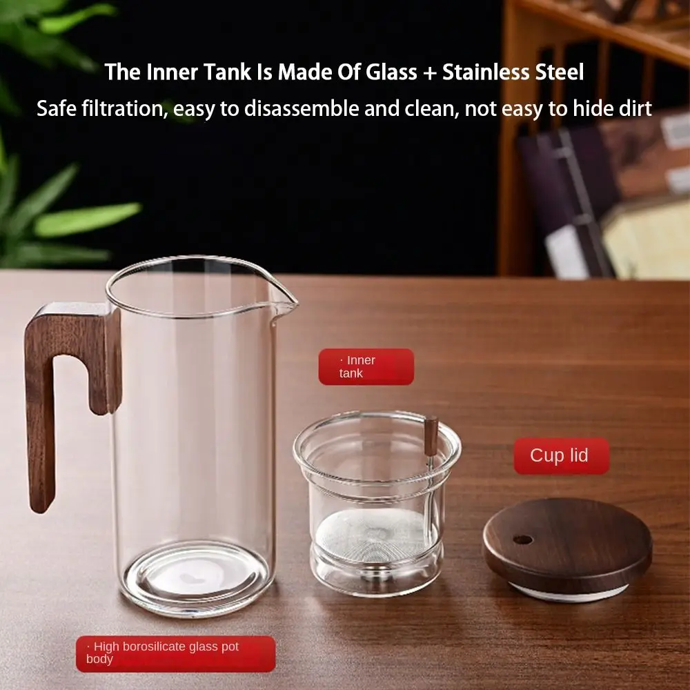 Description Picture 6 of itemTea Separation Filtration Glass Teapot with Wooden Handle with Infuser Magical Teapot Glass Large Capacity Heat-resistant