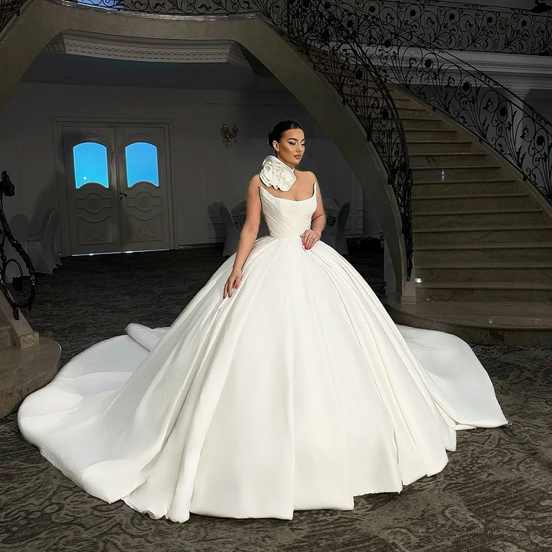 Women A-Line Wedding Dresses Strapless Princess Sleeveless Bridal Dress Formal Wedding Ball Prom Gowns Customized main image 1