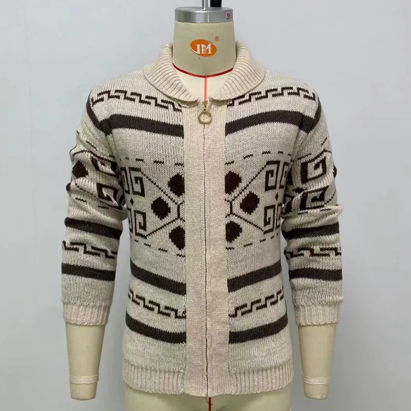 2023 Autumn and Winter Casual Fashion Men Sweater Wool Splice Slim Fit Knitwear Man Sweaters Pullovers Men Plaid Cashmere Tops