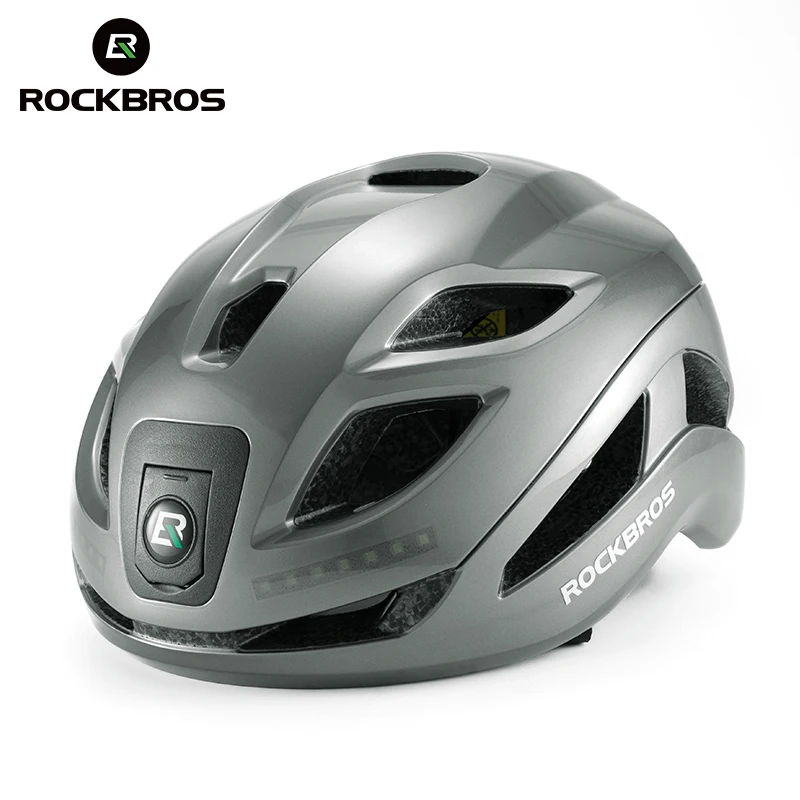 ROCKBROS Casco Bici Con Luci LED Integrate – USB Ricaricabile, Impermeabile IP65, Antiurto, Regolabile 57-62cm