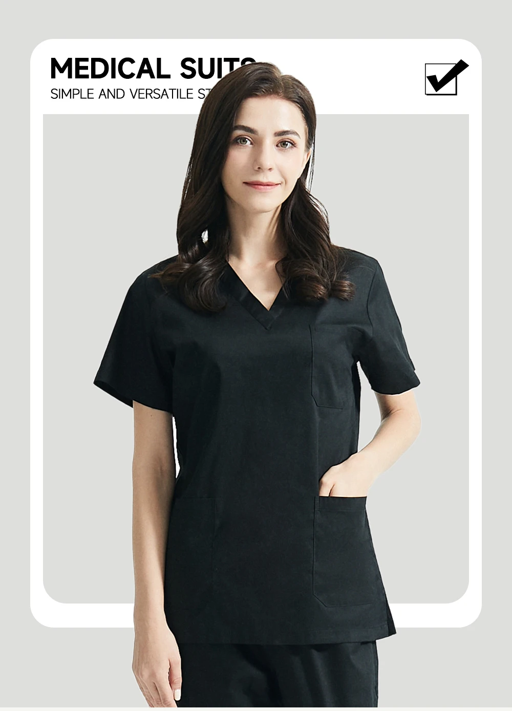 High Quality V-neck Scrub Tops Beauty Salon Nursing Elastic Waist Pants Unisex Breathable Surgery Uniform Medical Accessories
