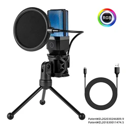 RGB Wired USB Professional Condenser Gaming Microphone Kit (Style C)