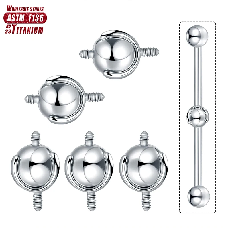 F136 Titan Innengewinde Kugeln Piercing Tragus Zubehör Barbell Helix Piercing Knorpel Ohrringe Schmuck Großhandel – Detail 1