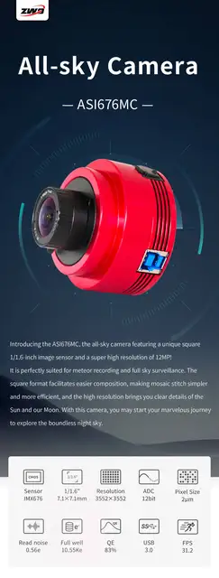 ZWO-天文学カメラ,カラー,as676mc,12.6 mp,cmos,新製品 - AliExpress