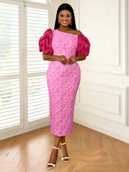 Preye Cold Shoulder Puff Sleeve Dress