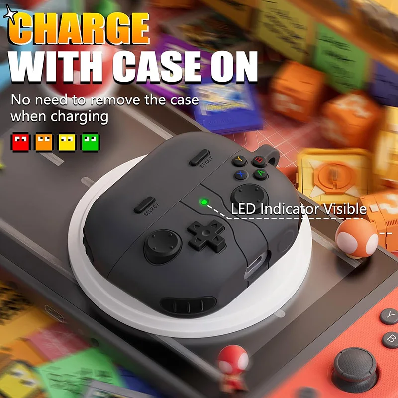 Cute Cartoon Game Design Silicone Protective Earbud Case with Cleaning Kit and Keychain