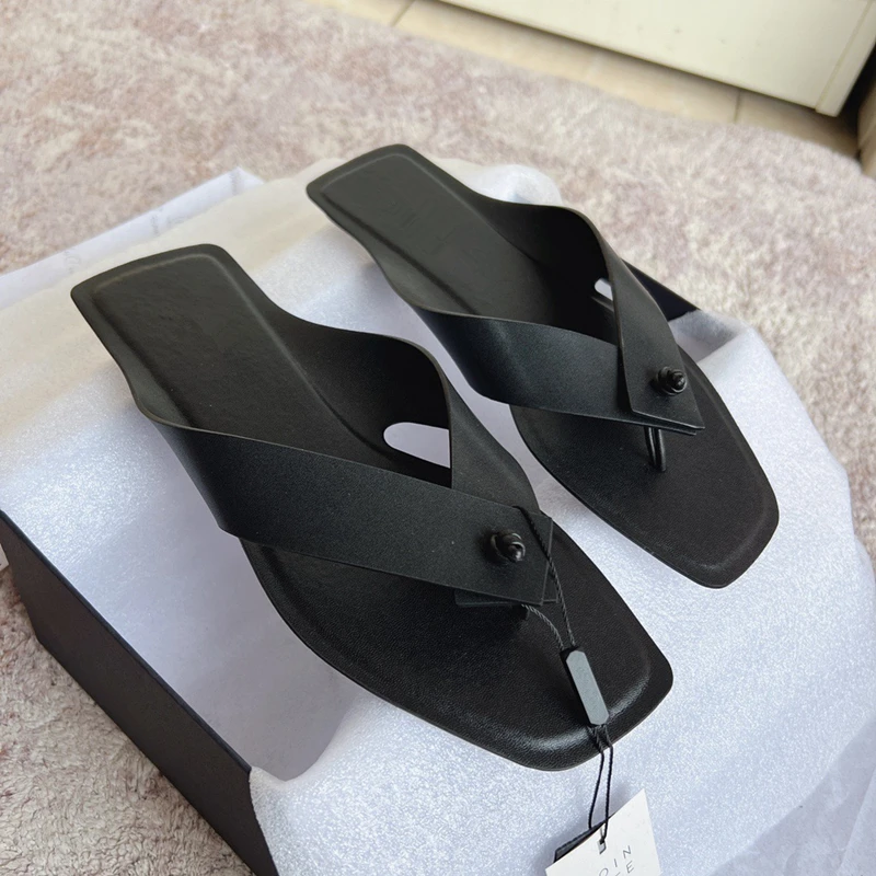 Withered French Flip Flops For Summer Office Ladies Fashionable Elegant Leather Slippers Casual Shoes Women's