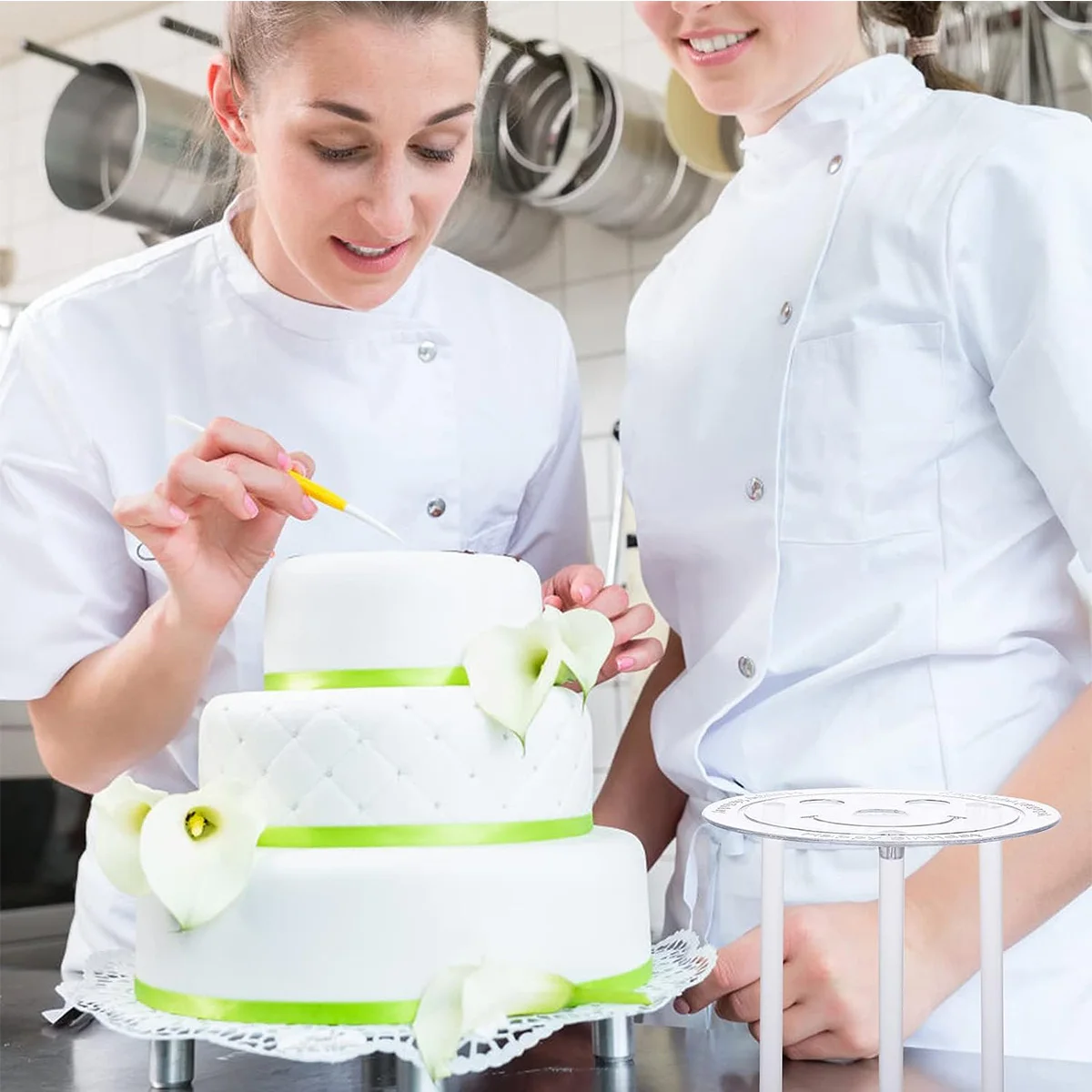 Piatto Per Torta A 5 Piani Riutilizzabile, Misure 9-26 Cm, Con 15 Bastoncini Tasselli In Plastica, Per Torte Nuziali, Compleanni E Feste Fai Da Te - 4