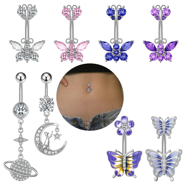 Titanium Dangle Belly Button Ring 14G Navel Piercings Barbell Piercing  Belly Bar