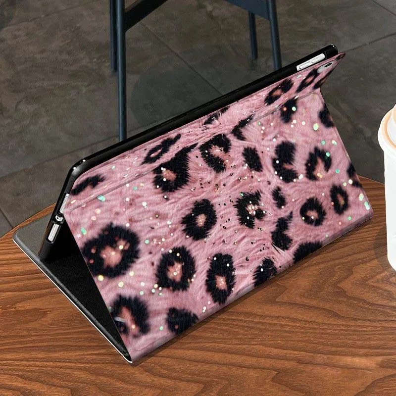 Elegant Gold Glitter Leopard Pattern Tablet Case