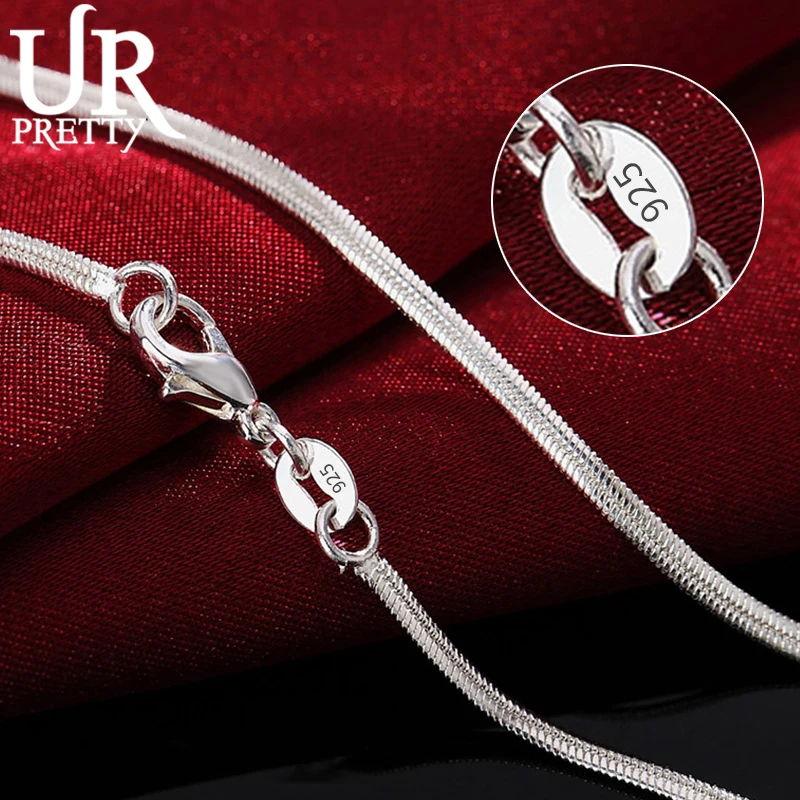 

URPRETTY 925 Sterling Silver 16/18/20/22/24/26/28/30 Inch 2MM Flat Snake Chain Necklace For Woman Man Fashion Gift Lady Jewelry