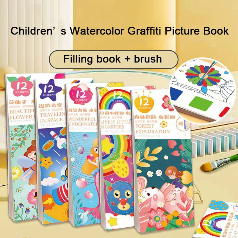 Portable Children Watercolor Painting Book 12/20Sheets Gouache