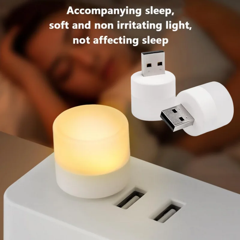 USB Night Light Mini LED Night Light USB Plug Lamp Power Bank Charging Book Lights Small Round Reading mini led night light