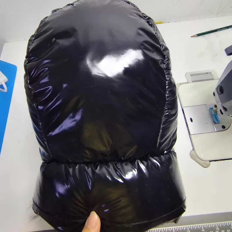 ABDL 성인용 다운 필드 캡 모자 부드럽고 푹신한 광택 방수 후드 탄성 드로스트링 고정 랩 초경량 따뜻한 모자 수제