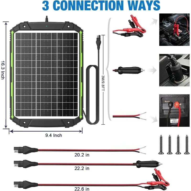 olar Powered Battery Charger & Maintainer,Built-in Smart Controller,Waterproof 25 Watt 12 Volt Solar Panel Trickle Charging