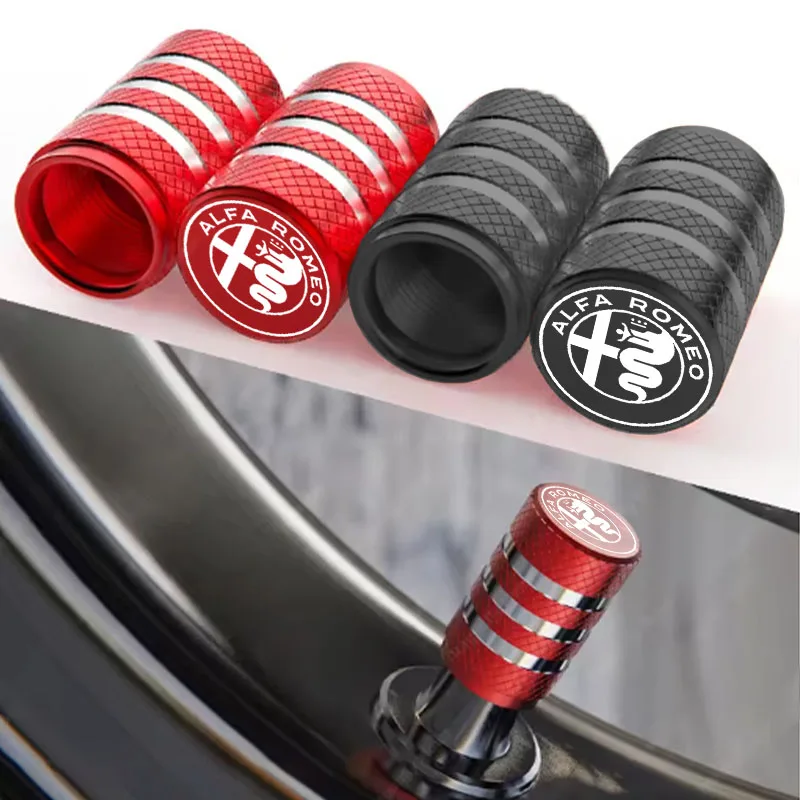 Premium Car Tire Valve Caps - Set of 4 - Sleek Design for Enhanced Wheel Protection