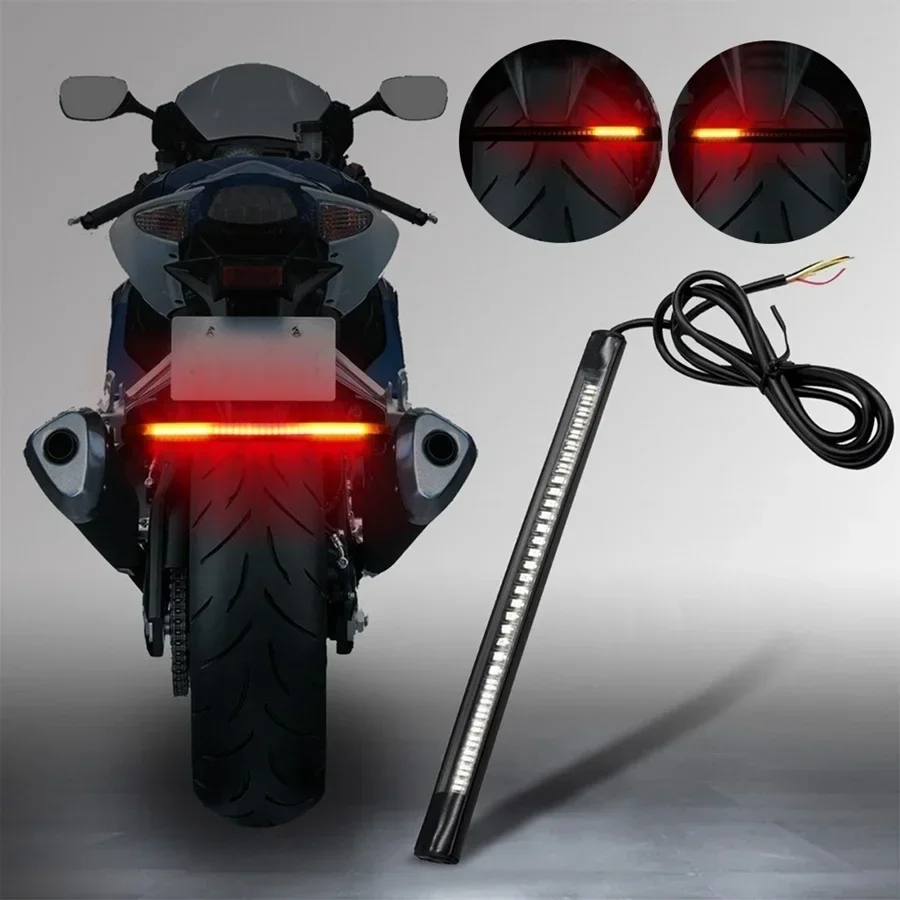 

Universal Motorcycle Dual Color LED Position Tail Turn Signal Stop Brake Light Rear Side Light Side Marker Warning Lamp Strip