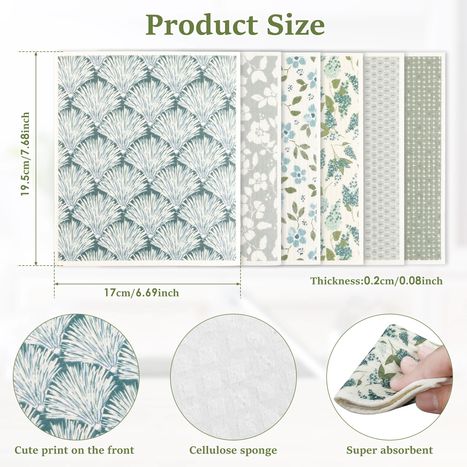 Swedish Dishcloths Soft Cellulose Sponge Cloths Environmentally Friendly Cleaning Wipes Absorbent Kitchen Counter Rags for Wash