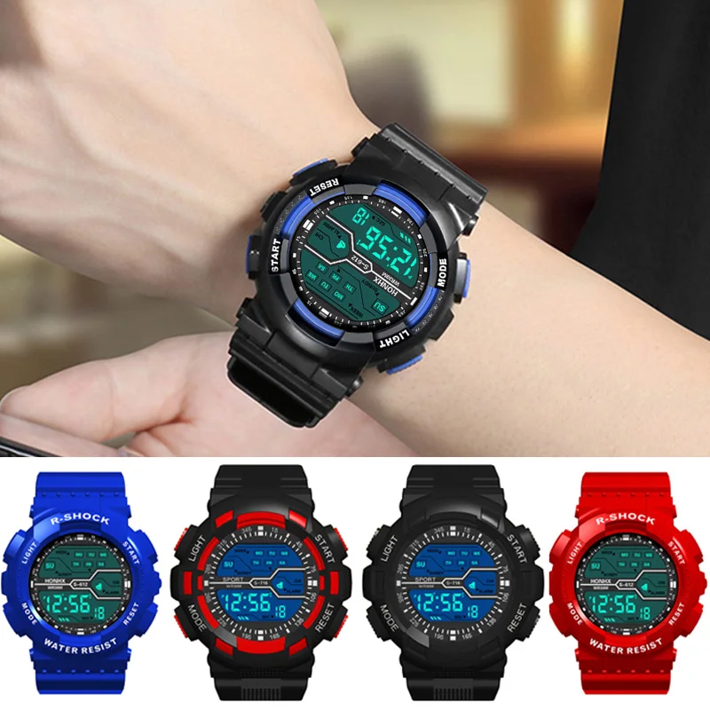 YIKAZE Men\'s LED Digital Watch Multifunction Military Sports Watches Clock Men Fitness Electronic Watch Sport Watches Kids Gifts