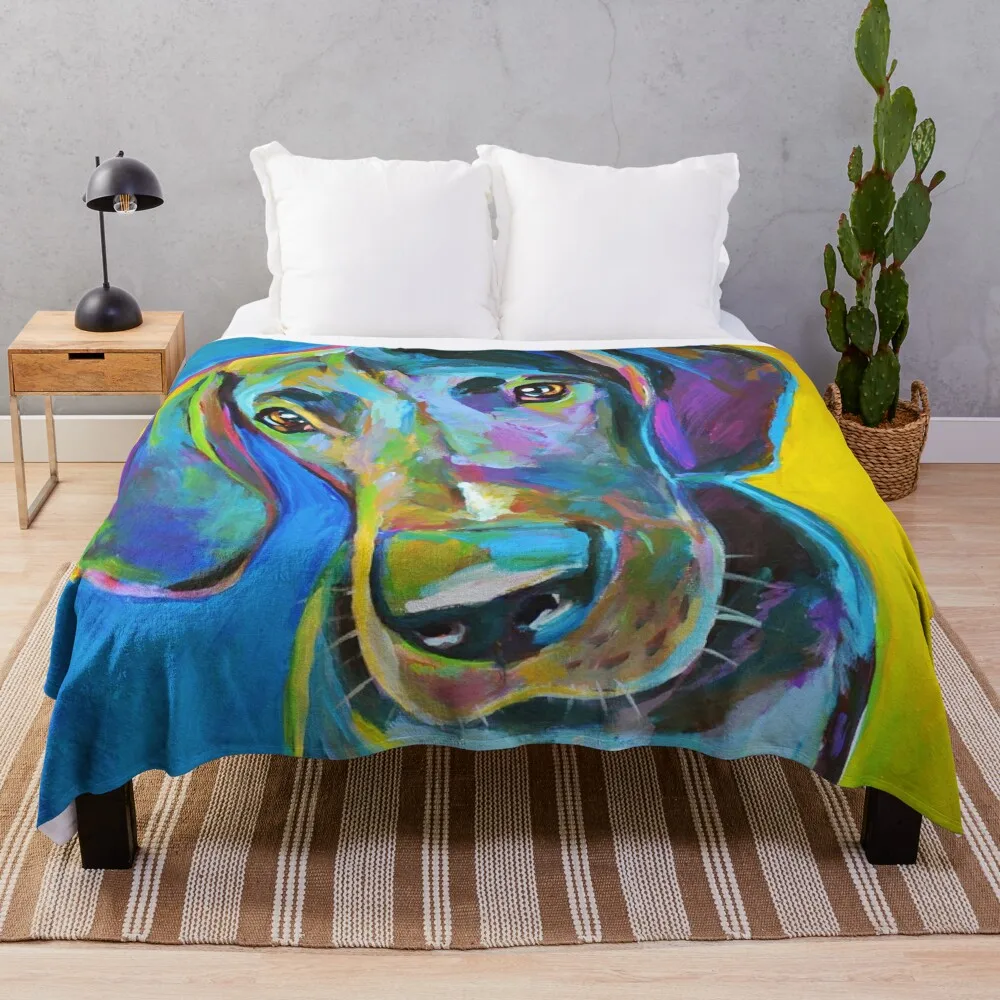 

Colorful GREAT DANE Painting by Robert Phelps Throw Blanket Luxury Throw Blanket