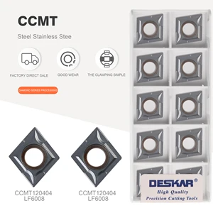 Твердосплавные пластины DESKAR CCMT120404 LF6008 CCMT120408 LF6008, Токарные пластины с ЧПУ для обработки стали и нержавеющей стали