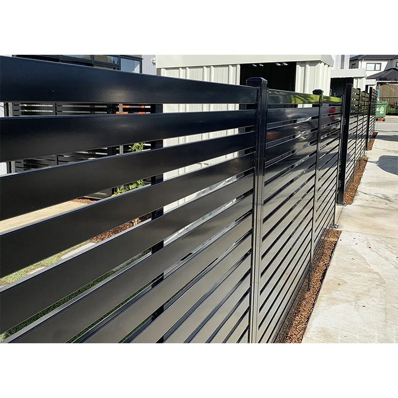 Aluminum Horizontal Slat Fence Panels Elegant Outdoor Fencing Trellis Gates 3