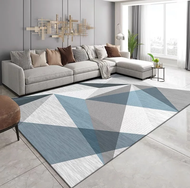 VIKAMA Crystal Velvet Nordic Geometric Home Living Room Carpet Wear-Resistant Anti-Slip Large Area Full Carpet