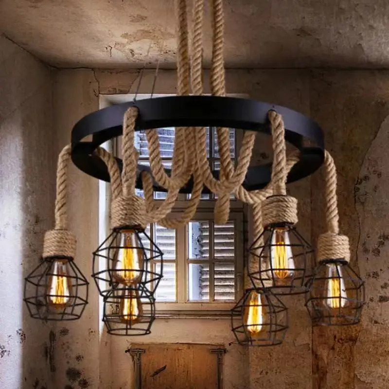 

Retro loft creative rope lamp Club Restaurant Bar corridor Cafe balcony stair chandelier creative decoration