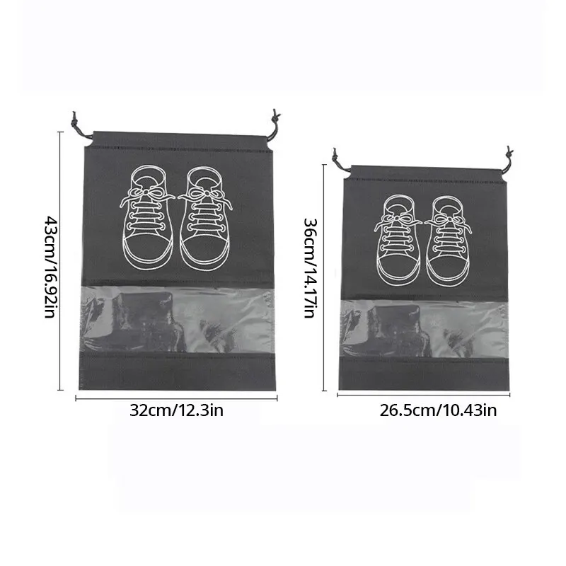 5pcs/set Shoe Storage Bag With Thickened Non-woven Fabric Strap Mouth Large Capacity Travel Waterproof Shoe Bag Moistureproof 6