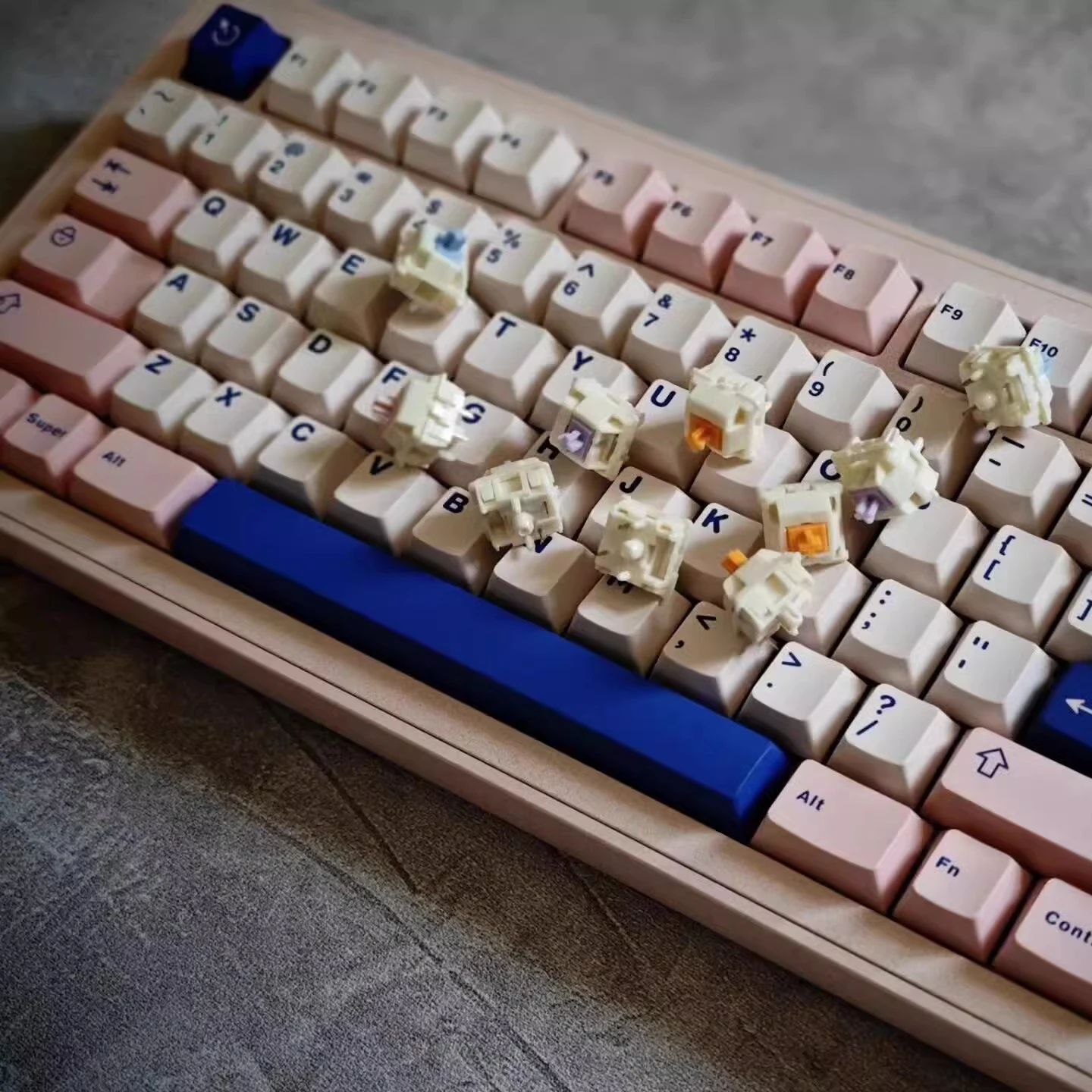 Abs Double Shot Key Caps para Teclado Mecânico Personalizado Azul e Rosa Keycaps Perfil Cereja 64 68 87 96 98 Set