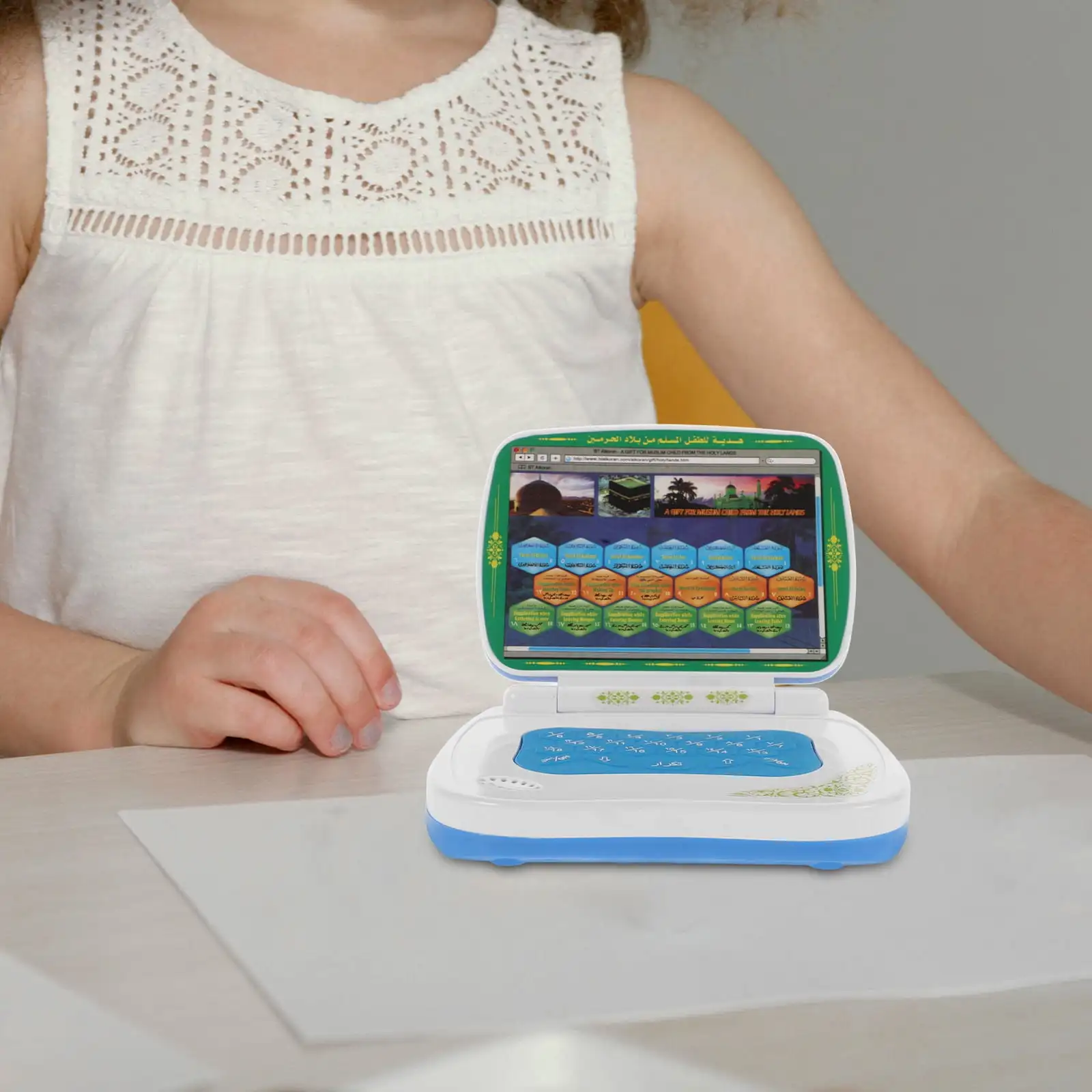 접이식 터치 아랍어 학습 기계, 조기 교육 장난감, 아랍어 언어, 어린이 노트북 장난감, 노트북 장난감 컴퓨터