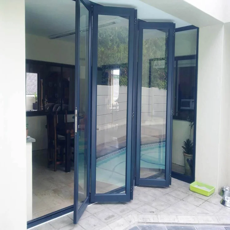 DN Bifold Door Home Interior Accordion Doors Double-glazed Glass Sliding Folding Door Thermal Insulation Aluminum Profile