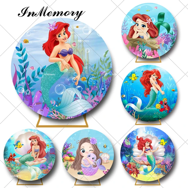 Disney Little Mermaid Princess Ariel Round Backdrop Under The Sea Girls ...