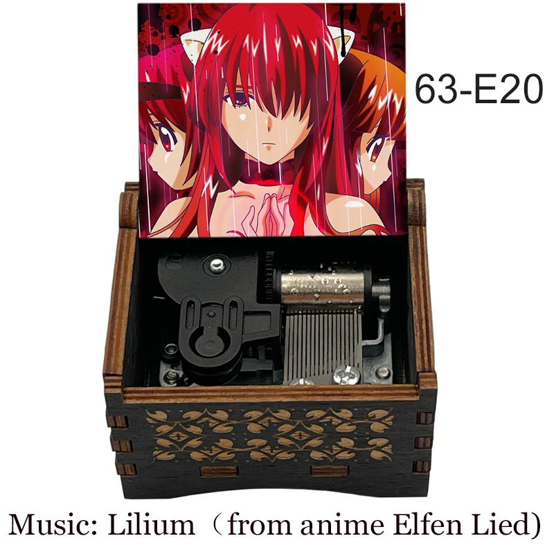 Black Wooden Delicate Elfen LIED Lilium Music Box, Anime Wind Up Kids Mechanical Toy Girlfriend Christmas New Year Souvenir Gift 4