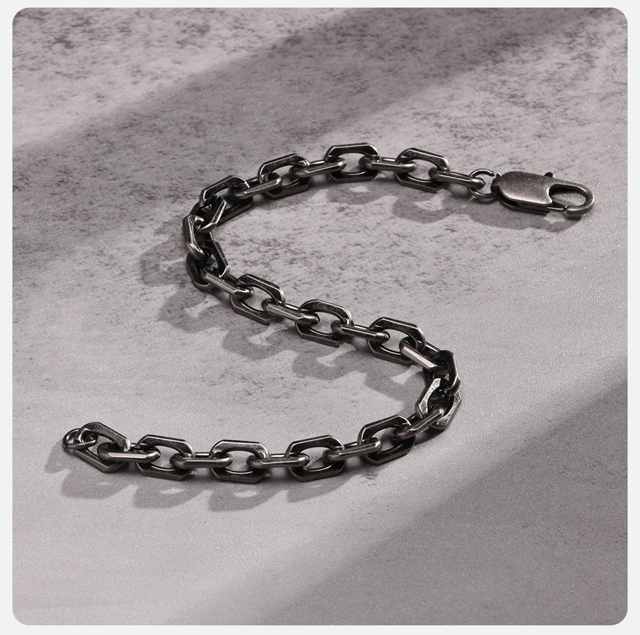 Vnox Bold Rolo Kette Armbänder für Männer, Vintage Edelstahl Glieder Armband, Punk Rock 6,5mm Kabel kette Armband – Detail 6