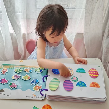 Montessori Velcro Quiet Book Children Toy Paste Book My First Busy Book Animal Numbers Matching Puzzle Game Educational Toy Gift tanie i dobre opinie 7-12m 13-24m 25-36m 4-6y CN (pochodzenie) DD459-465 Fine motor training Matching game montessori educational toys Suitable for 1-3 years old